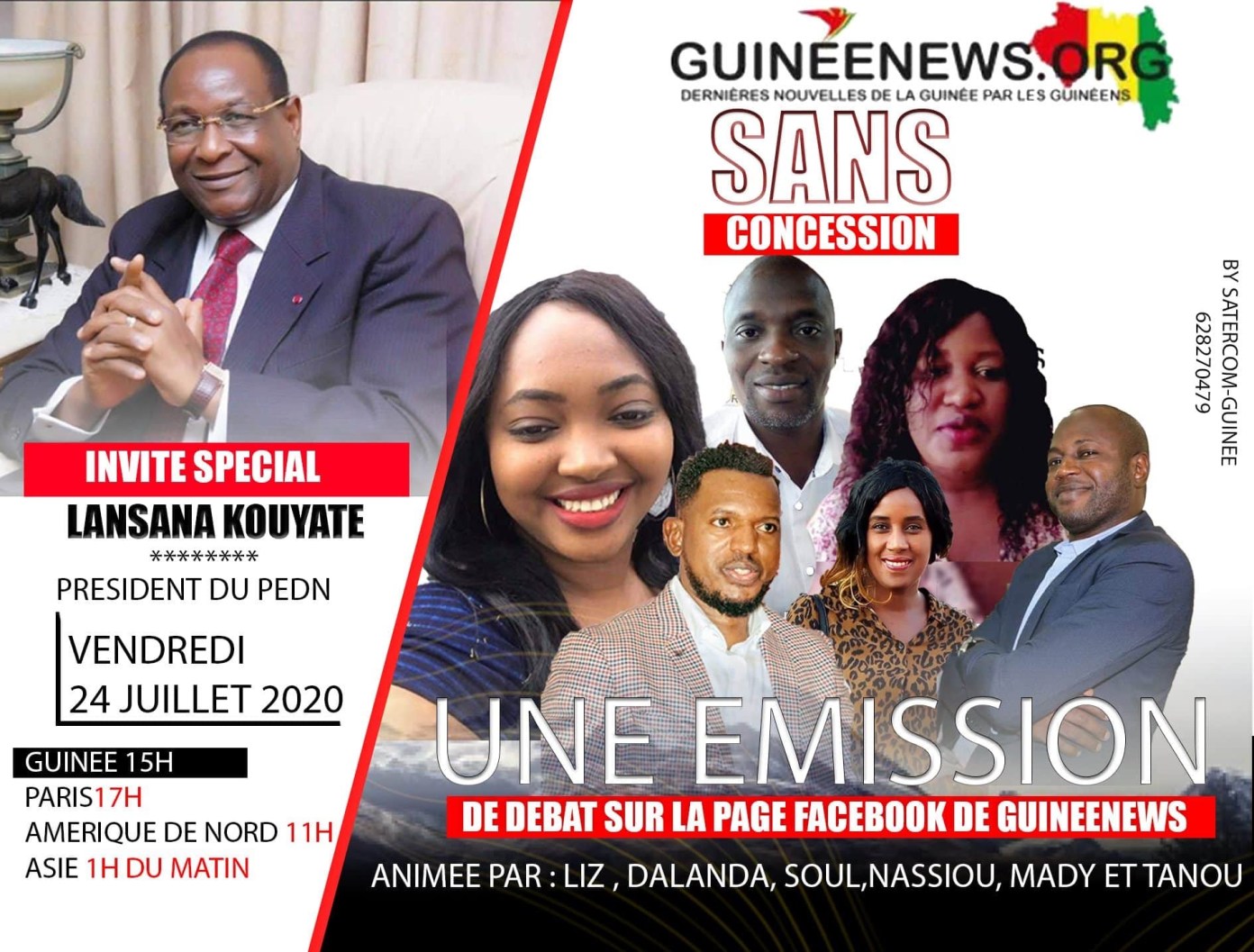 Lansana Kouyaté, président du PEDN à l’émission sans concession de Guinéenews© vendredi 24 juillet à 15h GMT